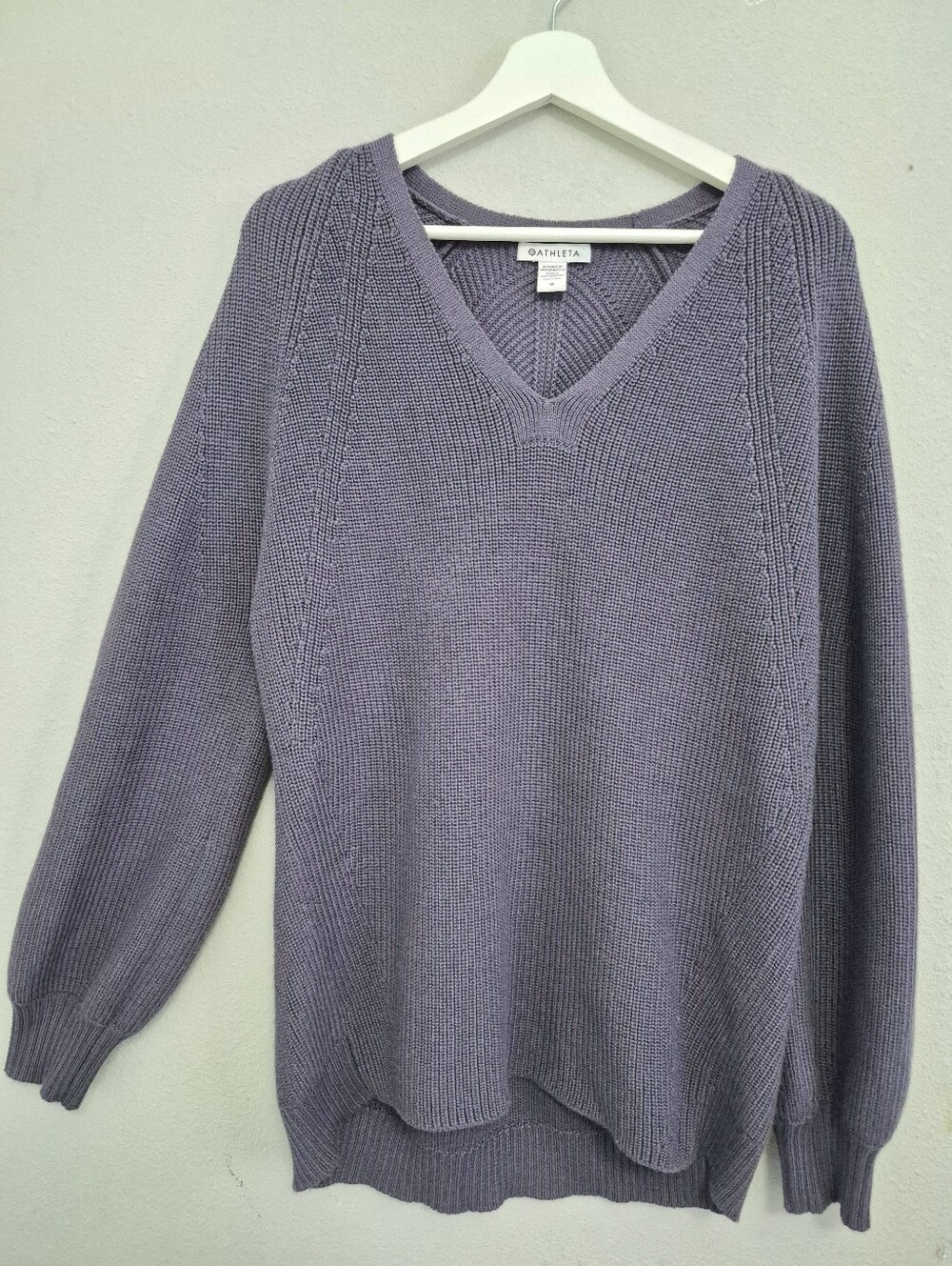 Athleta En Route Hanover Merino Wool Blend Ribbed Sweater M Cozy Relaxed